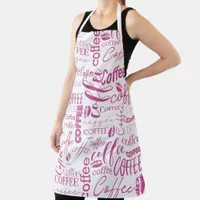 Pink And White Typography Coffee Design Apron