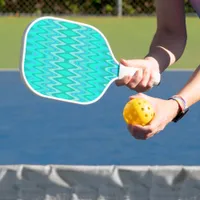 Modern zigzag pattern - waves in turquoise pickleball paddle