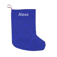 Blue Nested Hexagons Personalized Name Small Christmas Stocking