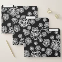 Elegant Stylish Black & White Mandala Flowers File Folder