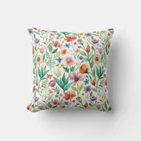 Colorful Wildflowers Throw Pillow