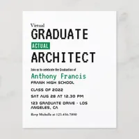 Green & White Virtual Graduation Photo Invitation Flyer