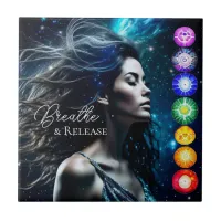 Breathe and Release | Beautiful Ethereal Woman Ceramic Tile