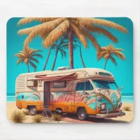 Retro RV and Palm Trees Mouse Pad