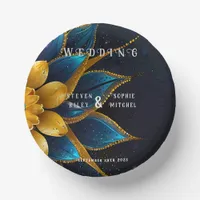 Elegant Sapphire and Gold Floral Wedding Paper Bowls