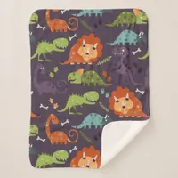 Cute Dinosaurs Pattern Boys Room Sherpa Blanket