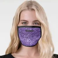 Modern Purple Glitter Luxury Glam Personalized Face Mask