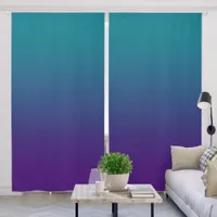 Dark Turquoise Royal Purple Gradient Blackout Curtains