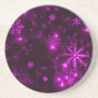 Snowflakes with Purple Background Drink Coaster