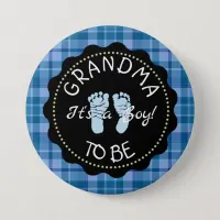 Grandma to be  Blue Plaid Baby Shower button