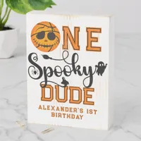 One Spooky Dude Basketball Boys Rad Kids Birthday Wooden Box Sign