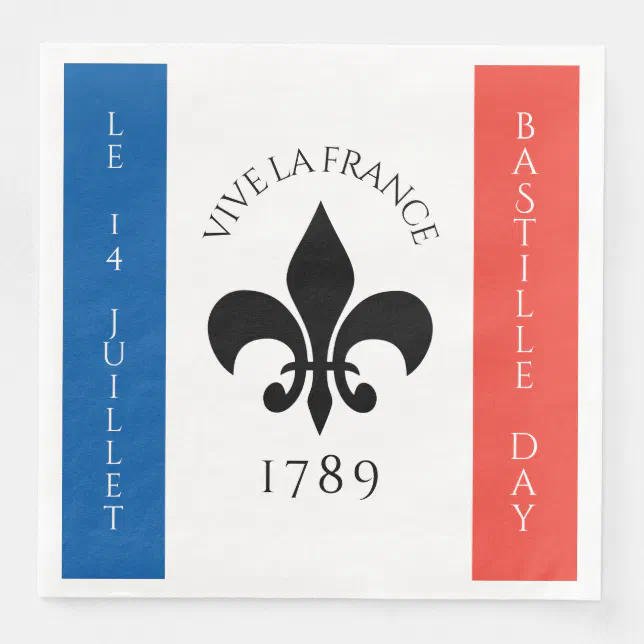 Bastille Day Fleur-de-Lis Tricolore France Flag Paper Dinner Napkins