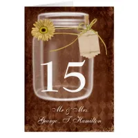 rustic mason jar wedding table numbers