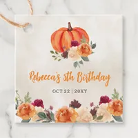 Fall Burnt Orange Pumpkin Patch Birthday Favor Tags