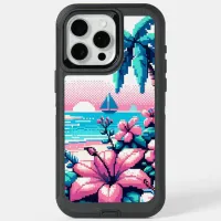 Pixel Art Ocean Pink and Blue Tropical Art iPhone 15 Pro Max Case