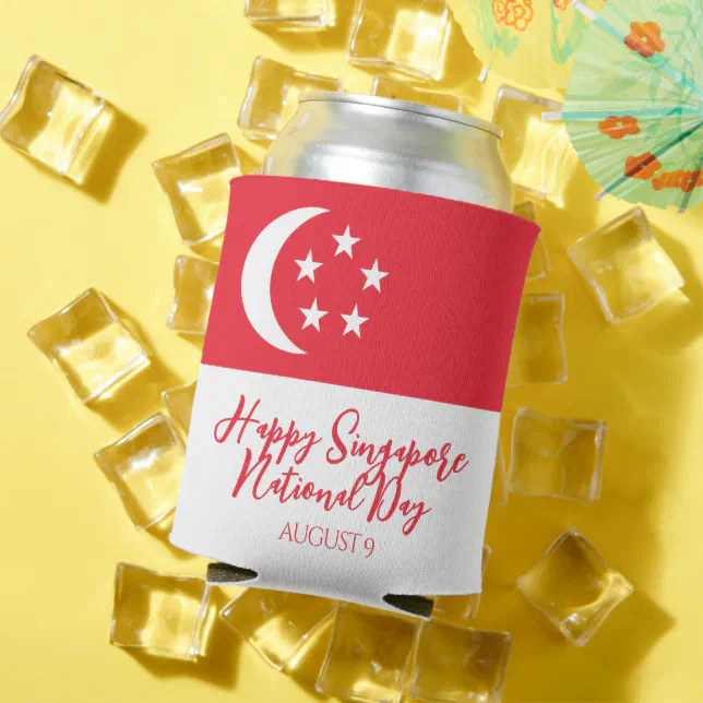 Happy Singapore National Day Singapore Flag Can Cooler