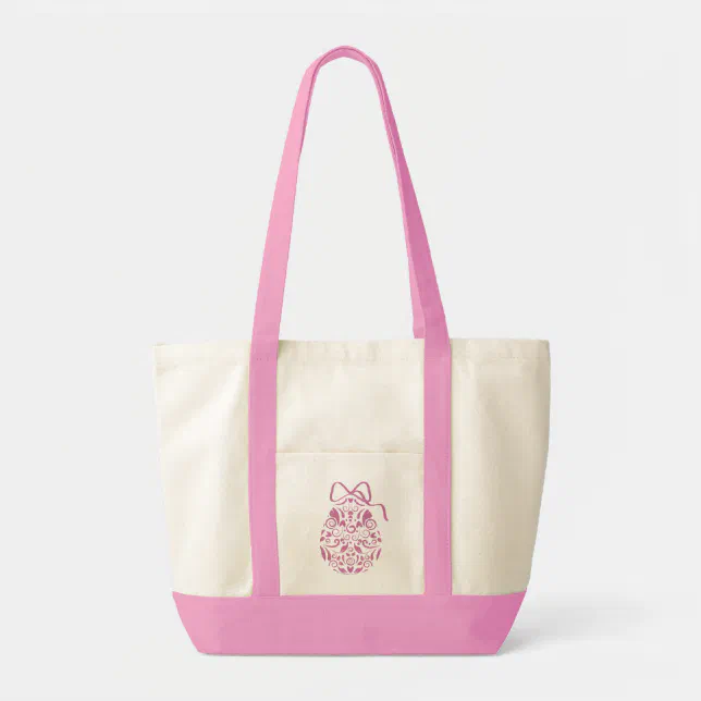 pink egg tote bag