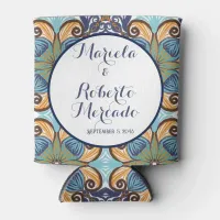 Elegant Mexican Floral Talavera Wedding  Can Cooler