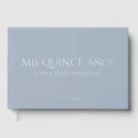 Elegant Modern Dusty Blue Quincea&#241;era Foil Guest Book