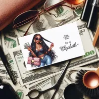 Melanin Magic Girl Boss Hair Salon Branding Business Card