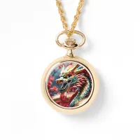 Fire breathing dragon gold blue and red scales watch