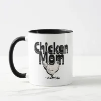 Black and White Vintage Chicken Mom Mug