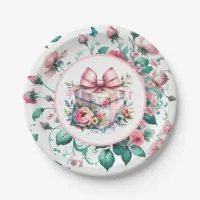 Pretty Pink Shabby Chic Floral Birthday  Paper Plates