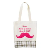 Maid of Honor Pink Mustache Tiara HEART Tote Bag