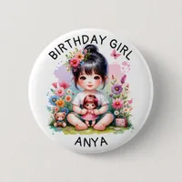 Personalized Birthday Girl  Button