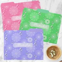 Whimsy Pink Green Purple Folk Art Floral Pattern File Folder