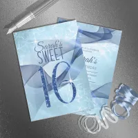 Sparkling Swirls Sweet Sixteen Blue ID652 Invitation