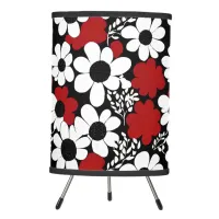 Pretty Floral Pattern in Red, Black and White Tripod Lamp