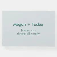 Minimalistic Teal on Blue Text-Based Wedding Guest Book