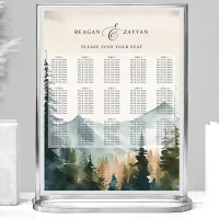 Watercolor Mountains & Pines Wedding Seating Chart