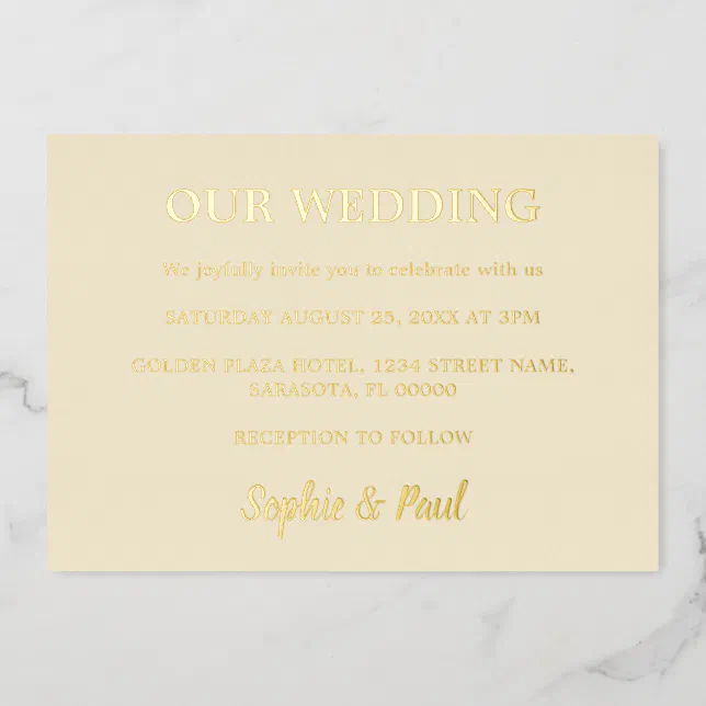 Classic Cream Wedding Gold Foil Invitation