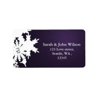 purple winter wedding snowflake return address label