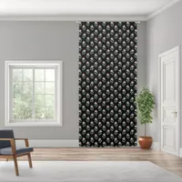 Pink Floral Pattern | Black Background Flowery Blackout Curtains