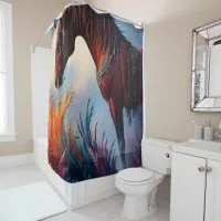 Elegant Prismatic Arabian Horse Digital Art Shower Curtain