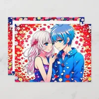 Anime Couple Unique Wedding Save the Date Postcard