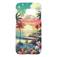 Pink and Turquoise Paradise | Beach Art Samsung Galaxy S7 Case