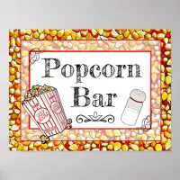 Popcorn Bar Wedding or Baby Shower Sign Poster