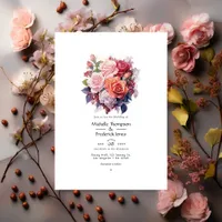 Ash Rose and Spiced Apple Floral Wedding Invitation