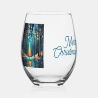 Iridescent Holiday Dream 🎄 Glowing Christmas Tree Stemless Wine Glass