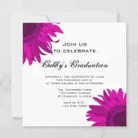 Pink Pop Art Sunflower Graduation Party Invitation