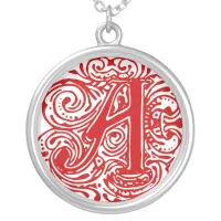 Monarchia Red "A" Silver Plated Necklace