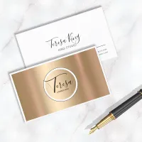 Minimalist Modern Metallic Circle Gold ID561 Business Card