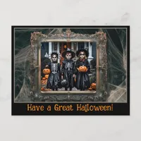 Halloween Greetings Vintage Spiderweb Frame Photo  Postcard