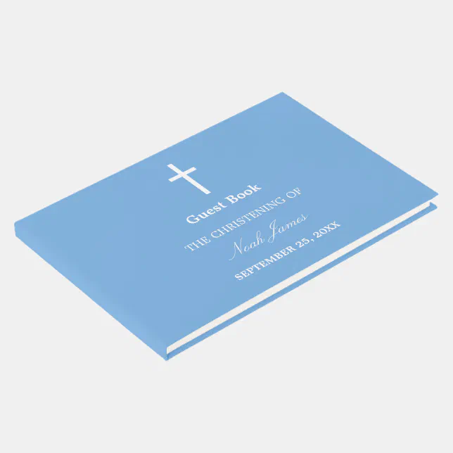 Stylish Blue Christening Guest Book