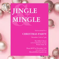 Modern Jingle Mingle Vibrant Pink Christmas Party  Invitation