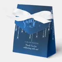String Lights & Balloons Sweet 16 Dk Blue ID473 Favor Boxes